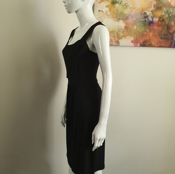 Esprit Size M Solid Black Square Neck Sleeveless Knit Dress - Picture 7 of 11
